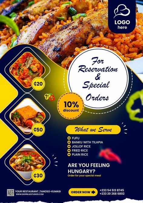 A professional food flyer design with photoshop Flyer Design Ideas Graphics, Flyer And Poster Design Template, Food Poster Design Graphics, Poster Food Design, Menu Design Cafe, Food Menu Layout, Vintage Menu Design, Design Services Flyer, Food Cover Design