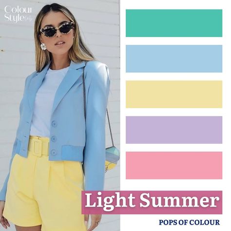 Summer Colours Outfits, Summer Personal Color, Light Summer Capsule Wardrobe, Light Summer Color Palette Outfits, Summer Undertone, Light Summer Outfits, Light Summer Style, Light Summer Color Palette, Types Of Body Shapes