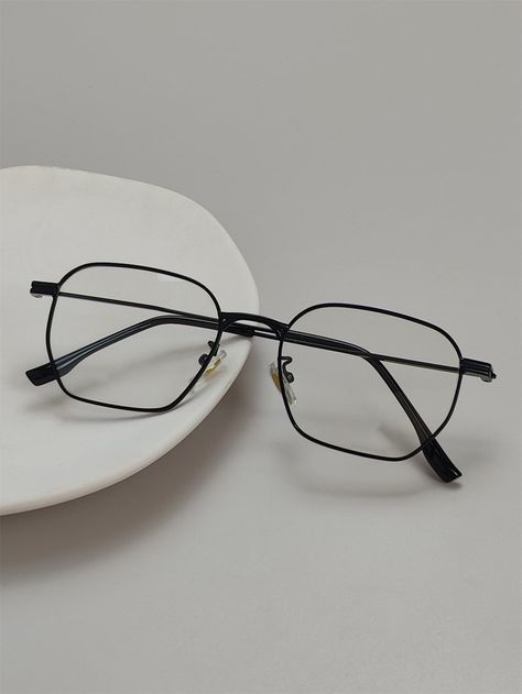 Men Geometric Frame Eyeglasses Clear Glasses     Copper Alloy Plain Full Rim Glasses   Men Accessories, size features are:Bust: ,Length: ,Sleeve Length: Trending Glasses For Men, Frames For Men Glasses, Eyeglass For Men, Mens Frames Eyeglasses, Glasses Frame Men, Men Fashion Glasses, Aesthetic Glasses Frames Men, Stylish Glasses For Men Frames, Glass Frames For Men Style