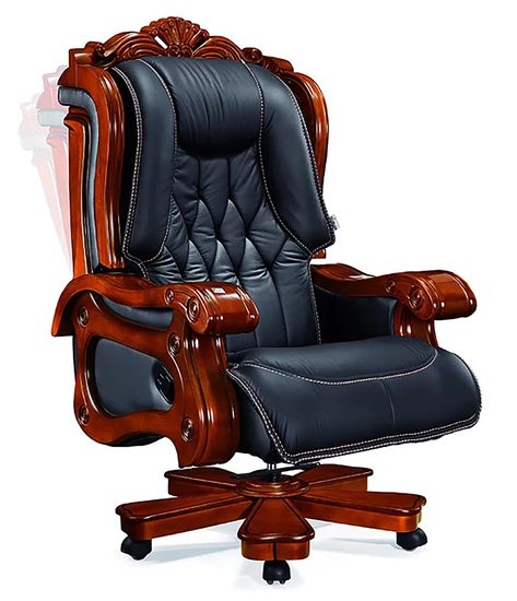 PENNEXECUTIVECHAIRS Timko Genuine Leather Executive Chair & Reviews | Wayfair Bankers Chair, The Gilded Age, Drafting Chair, Chair Office, Wood Finishes, Ornate Furniture, Conference Chairs, Laptop Desk, Gilded Age