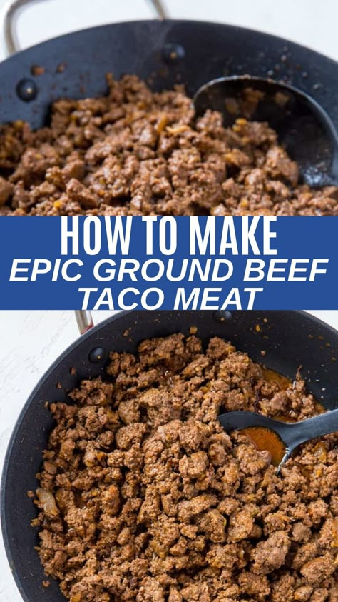 Ground Beef For Tacos Recipe, Best Tacos Ground Beef, Seasoned Ground Beef Recipes, Burger Tacos Ground Beef, Ground Beef Tacos Mexican, Authentic Tacos Ground Beef, Taco Burgers Ground Beef, Taco Meat For A Crowd, Taco Ground Beef Recipe