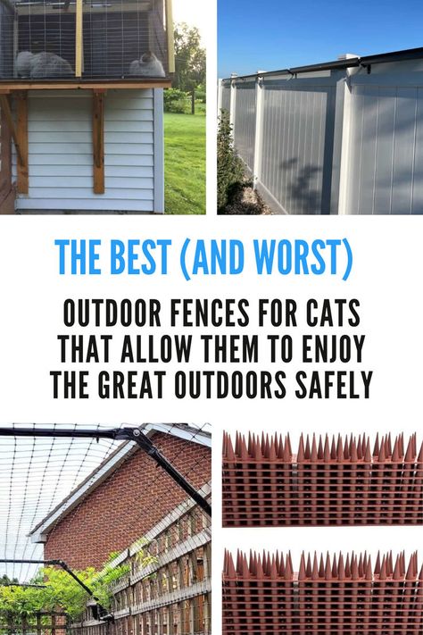 Discover the best types of cat outdoor fences that provide security and freedom for your cat. Cat Fences Outdoor, Cat Secure Garden, Cat Proof Fence Diy, Cat Proof Yard, Cat Proofing Fence, Cat Fencing Outdoor, Cat Fence Topper, Cat Fence Barrier, Easy Diy Catios