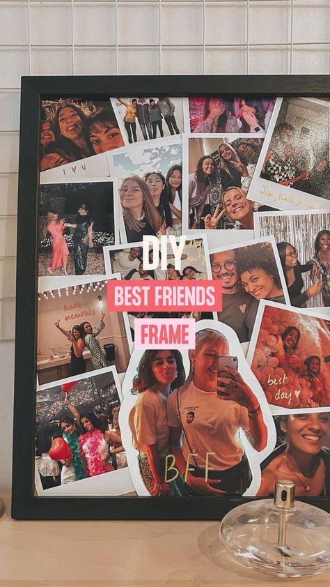 Create memories of your favourite people in this DIY Best Friends frame filled with love and unforgettable moments! ✨ Best Friend Picture Frames, Photo Collage Diy, Photo Gifts Diy, Diy Photo Book, Friends Picture Frame, Diy Best Friend Gifts, Bff Gifts Diy, Personalised Gifts Diy, Diy Birthday Gifts For Friends