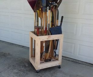 Long Tool Organizer Cart made with CNC-plywood -Brooms, Rakes, Shovels... Lawn Tool Storage, Garage Organization Systems, Garden Tool Rack, Organization Cart, Garden Tool Organization, Garage Tool Storage, Yard Tools, Tool Storage Diy, Garden Tool Storage