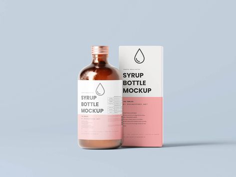 12 Free Syrup Bottle & Packaging Box Mockup PSD Files - Good Mockups Syrup Label Design, Syrup Packaging Design, Syrup Packaging, Syrup Labels, Packaging Design Ideas, Syrup Bottle, Cosmetics Mockup, Paper Mockup, Sign Mockup