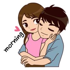 Cute, funny, lovely couple sticker for those who in love Good Morning Couple, Good Morning Kisses, Love Cartoon Couple, Funny Couple, Cute Couple Quotes, Cartoons Love, Cute Love Stories, Cute Couple Cartoon, Lovely Couple