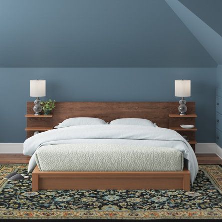 Platform Bed Wood, Storage Platform Bed, Storage Platform, Bed Wood, Slatted Headboard, Solid Wood Platform Bed, Beds And Headboards, Solid Wood Bed, Headboard Designs