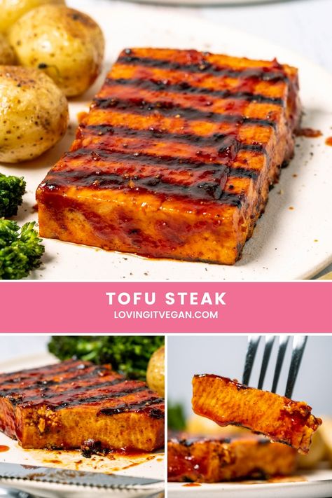 Tofu Steaks Recipe, Grilled Tofu Marinade, Vegan Steak Recipe, Tofu Meals, Steak Marinated, Best Tofu Recipes, Vegan Meat Recipe, Tofu Steak, Pescatarian Diet