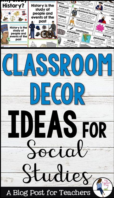 The hunt for decor ideas for your Social Studies classroom is over! Whether you're a new teacher looking for ideas or a veteran in search of a classroom refresh, check out this blog post to help gather ideas for decorating your classroom in the new school year! #socialstudies #backtoschool #classroomdecor #classroomdecorations #school #education #middleschool #highschool #secondaryschool #secondaryeducation #history Middle School History Classroom, Civics Classroom, High School Social Studies Classroom, Social Studies Bulletin Boards, Middle School Social Studies Classroom, Classroom Decoration Ideas, Upper Elementary Social Studies, History Classroom Decorations, High School History Classroom