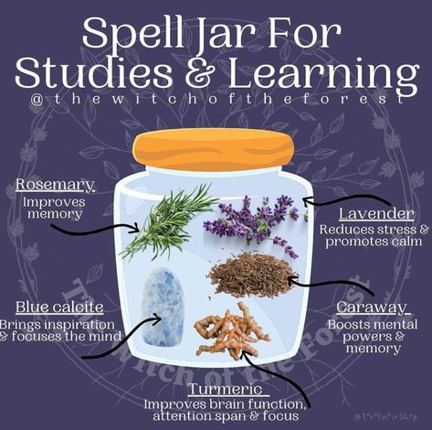 Memory Spell Jar, Study Spell Jar, Fertility Spell Jar, Money Jar Spell, Money Candle Spell, Fertility Spells, Wicca Recipes, Spell Bottles, Lunar Witch