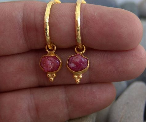 Ruby Earrings Solid Sterling 925K Sterling Silver Handmade Ruby Earrings Gold Over Minimalist Earring Dangle Earrings Pink Ruby - Etsy Ruby Earrings Gold, Hoop Gold Earrings, Minimalist Earring, Earring Dangle, Pink Ruby, Turkish Jewelry, Dope Jewelry, Ruby Earrings, Funky Jewelry