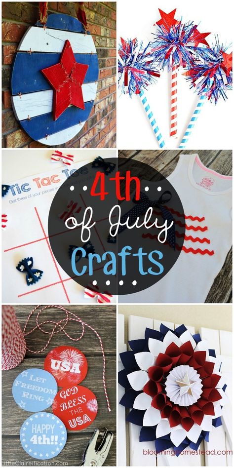 A collection of 4th of July Crafts!! Very cute and patriotic! { lilluna.com } Memorial Day Crafts For Seniors, Patriotic Crafts Diy Simple, Easy Memorial Day Crafts, Easy Patriotic Crafts, Easy 4th Of July Crafts, Memorial Day Crafts, Red White And Blue Decorations, Patriotic Crafts Diy, July Crafts For Kids