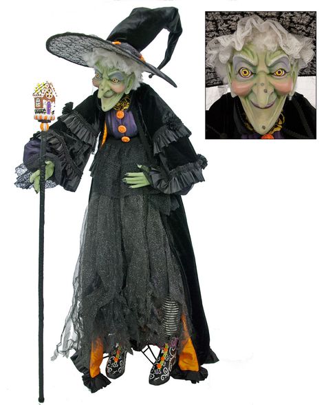 witch.quenalbertini: Life-size Greta Witch Doll W Stand 60 Life Size Witch, Bakery Window, Witch Dolls, Halloween Witch Dolls, Witch Things, Country Halloween, Treats Halloween, Witch Figurines, Baba Jaga