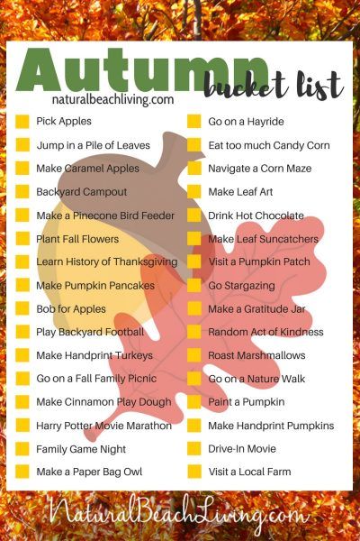 200+ Fall Bucket List Ideas, Fall Themes, Fall Activities and Crafts for Kids and Families, 13 different Fall Bucket List Printables and Fall Bucket Lists for Families, adults, and Kids. Full of wonderful things you want to do and experience this Autumn season. Autumn Bucket List #fall #fallbucketlist #fallactivities #autumn Free Fall Activities, Fall Bucket List Ideas, Backyard Campout, Pine Cone Bird Feeder, Thanksgiving History, Autumn Bucket List, Fall Activities For Kids, Turkey Handprint, Gratitude Jar