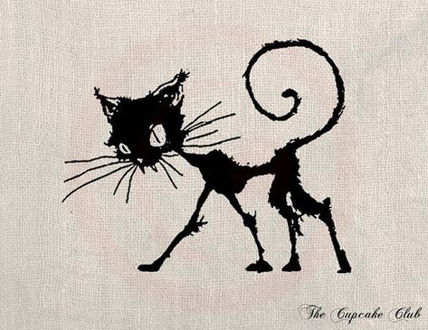 Cat Silhouette Halloween, Shabby Chic Pillow, Silhouette Halloween, Clip Art Design, Black Cat Silhouette, Vintage Clip Art, Halloween Kunst, Art Help, Halloween Silhouettes