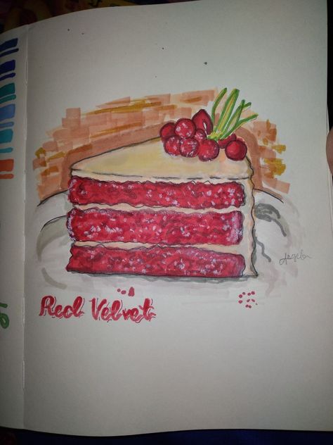 Red Velvet Cake Drawing, White Birthday Cakes, Cake Drawing, Velvet Cake, Red Velvet Cake, Red Velvet, Vision Board, Red And White, Birthday Cake