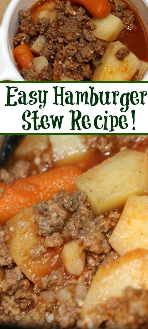 Crockpot Hamburger Stew, Ground Beef Stew, Hamburger Stew, Easy Hamburger, Hamburger Meat, Crockpot Beef, Beef Recipes Easy, Stew Recipe, Frugal Meals