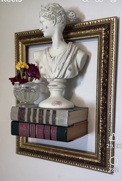 Books Shelf, Floating Books, Goth Home, Studio Apartment Decorating, Dream House Decor, Apartment Living Room, Frame Decor, Aesthetic Room, Bedroom Makeover