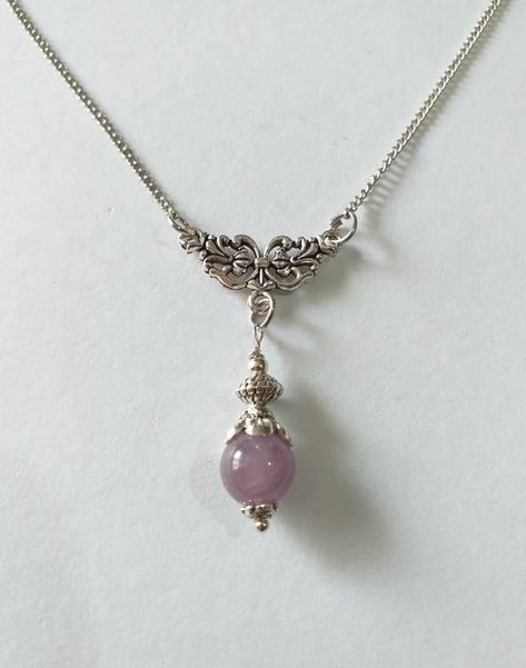 Amethyst Silver Victorian necklace Bohemian necklace Boho necklace Lilac necklace purple necklace amethyst jewelry gift for her lavender necklace Amethyst necklace.  Beautiful silver-tone ornaments Victorian style genuine Amethyst necklace . Silver tone beads Genuine Amethyst necklace . Romantic necklace . Beautiful Amethyst necklace . Amethyst jewelry. Perfect Gift for girlfriend,  mother,  sister,  bridesmaids or Maid of honor. Gift for special people or jewelry set for your special occasion. We can make the same style earrings, if you want to have a beautiful jewelry set. FREE SHIPPING  Material: Genuine Amethyst, metal beads, silver-tone metal chain. Length of necklace (we can make the length by your size):  18.20 ( 46 cm), pendant 1.60 ( 4 cm.) If you have any question, please contact Necklace Light Purple, Perfect Gifts For Girlfriend, Purple And Silver Jewelry, Cute Pendant Necklace Charms, Pretty Jewellery Necklace, Silver Necklaces Aesthetic, Amethyst Aesthetic, 1990s Jewelry, Aesthetic Silver Jewelry