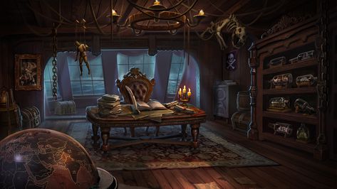 Nautical Bar, Pirate History, Captains Quarters, Pirate Games, Pirate Art, Miss Fortune, Around The World In 80 Days, Pirate Life, Fantasy Setting