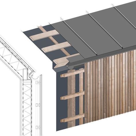 Larch Cladding, Wood Facade, Wood Architecture, Metal Roofing, Wood Cladding, Casa Container, Timber Cladding, Exterior Cladding, Roof Detail