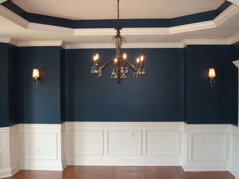 molding for the dining room wall | Formal Dining Room, Recessed Ceiling, Custom Molding, Chandelier, Wall ... Dining Room Wainscoting, Dining Room Remodel, Recessed Ceiling, Empty Room, Dining Room Inspiration, Room Remodeling, Dining Room Walls, The Ceiling, Wainscoting