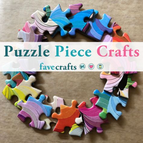 Craft Ideas With Puzzle Pieces, Jigsaw Art Projects, Projects With Puzzle Pieces, Crafts Made With Puzzle Pieces, Recycle Puzzle Pieces Ideas, Puzzle Piece Projects, Diy Puzzle Gift Ideas, Things To Do With Puzzle Pieces, Reuse Puzzle Pieces