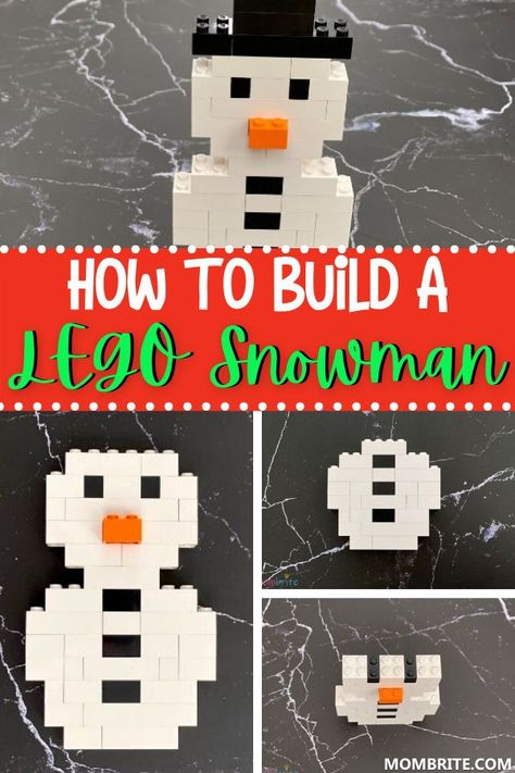 Do you want to build a snowman? As part of the Winter LEGO STEM challenge, this building a LEGO snowman is a fun preschooler and kindergartener stem challenge to do during or before Christmas! Simple Christmas Lego Builds, Christmas Legos Ideas, Christmas Lego Instructions, Winter Lego Challenges, Easy Christmas Lego Builds, Christmas Lego Challenge, Winter Lego Ideas, Christmas Lego Builds, Lego Christmas Ideas