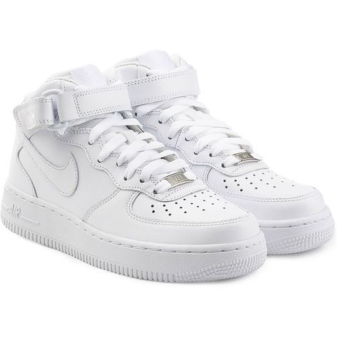 Nike Airforce 1 Suede High Top Sneakers (€100) ❤ liked on Polyvore featuring shoes, sneakers, nike, chaussures, white, white hi top sneakers, white shoes, suede sneakers, nike trainers and lace up sneakers White Leather Sneakers Men, Mens High Top Shoes, Urban Sneakers, Shoes Sneakers White, Trainers Nike, White Shoes Men, Men's High Top Sneakers, Nike Airforce 1, White Leather Shoes