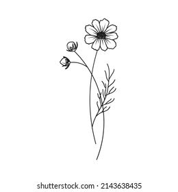 Cosmo Flower Drawing Simple, Micro Birth Flower Tattoo, Dainty Cosmos Flower Tattoo, Tiny Cosmos Flower Tattoo, Small Cosmo Flower Tattoo, Minimalist Cosmos Flower Tattoo, Cosmos Flower Drawing Simple, Cosmos Drawing Flower, October Cosmos Tattoo