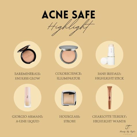 Acne Safe Highlighter, Acne Free Makeup, Acne Safe Makeup, Safe Makeup, Stick Highlighter, Makeup Board, Acne Free, Highlighter Makeup, Face Skin Care