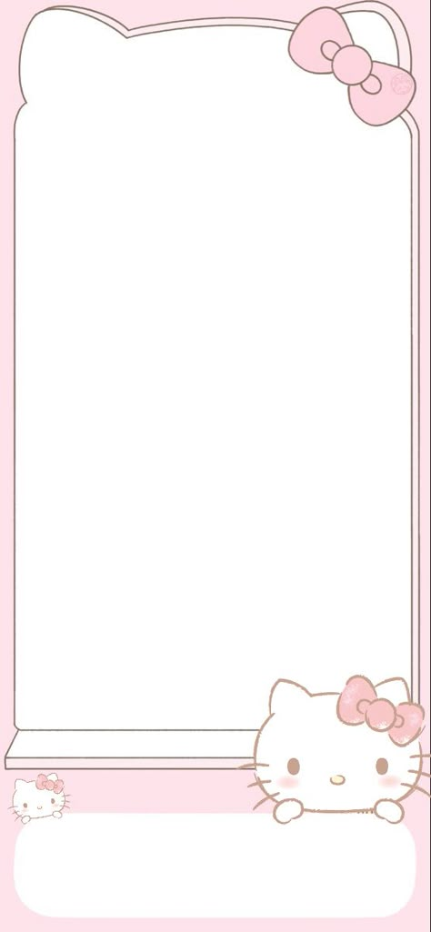 Iphone Wallpaper With Border, Hello Kitty Home Screen Wallpaper, Pink Background Hello Kitty, Hello Kitty Homescreen Wallpaper, Hello Kitty Bow Wallpaper, Sanrio Pink Wallpaper, Homescreen Hello Kitty, Sanrio Home Screen, Pink Wallpaper Homescreen