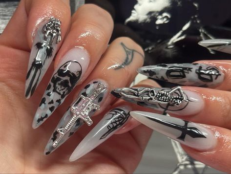 $ui̇ci̇deboy$ Nail Ideas, Grey59 Nails, Grey 59 Nails, G59 Nails Acrylic, Uicideboy Nails, $ui̇ci̇deboy$ Nails, Sui̇ci̇deboys Nail, Grey Day Nails G59, Ftp Tattoo Design