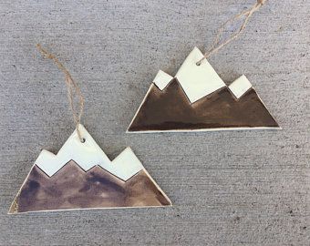 Clay Mountain, Ceramic Mountain, Clay Sun, Pottery Sun, Camping Ornaments, Ceramic Sun, Pottery Ornaments, Farmhouse Christmas Ornaments, Rustic Christmas Ornaments