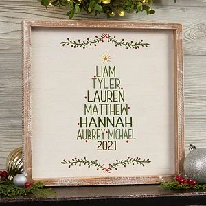 Personalized Wood Wall Art | Personalization Mall Diy Christmas Wall, Family Christmas Tree, Christmas Clearance, Holiday Wall Art, Unique Christmas Trees, Personalised Frames, House Decorating, Christmas Tree Design, Christmas Makes