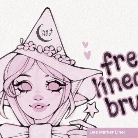 isabee on Instagram: "I created a brush similar to a marker pen (my favorite type) and you guys can have it for free! 💖  ‼️ The brush is in my kofi shop - link in bio.  Or just comment LINK and I will send you the link ✨  Info: The brush is for Procreate. You can also leave a little tip if you want! Also consider following me on my kofi and here too ☺️💖  #kofi #kofishop #brush #freebrush #freebie #witchart #cuteart #procreatebrush" Creating Procreate Brushes, Procreate Pens Free, Procreate Brushes Free Hair, Procreate Brushes For Lineart, Pro Create Brushes, Csp Brushes Free, Procreate Pens, Free Brushes For Procreate, W.i.t.c.h Art