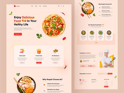 Food Ordering Website Design, Food Website Layout, Food Landing Page Design, Landing Page Ecommerce, Restaurant Web Design, Food Delivery Website, Food Website Design, Restaurant Website Design, Food Web Design