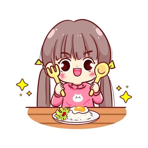 Cute Eating Cartoon, Eating Character, Chibi Eating, Angry Chibi, Chibi Expressions, Children Breakfast, Eating Illustration, Cartoons Eating, Chibi Games