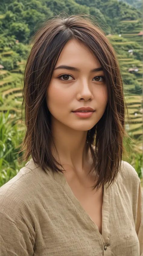 23 Flattering Bob Haircuts for Round Faces: Styles and Care Tips Asian Lob With Bangs, Long Bob Asian Hair, Asian Lob Haircut, Shoulder Length Hair With Side Bangs, Lob 2024, Bob Haircut Round Face, Haircut Round Face, Asian Bob Haircut, Bobs For Round Faces