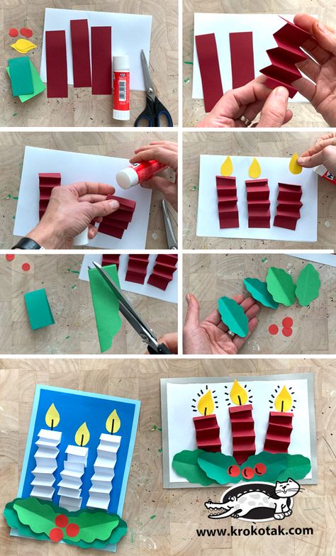 Christmas Art Projects, Grill Area, Preschool Christmas Crafts, Christmas Arts And Crafts, Candle Cards, Kitchen Patio, Christmas School, Winter Crafts For Kids, Preschool Christmas