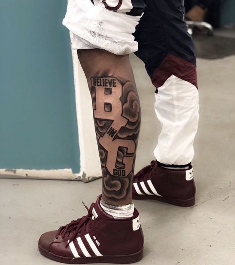 Small Leg Sleeve Tattoo, Year Leg Tattoo Men, Basketball Tattoos For Men Sleeve, Leg Lettering Tattoo Men, Leg Tattoos Men Lower Calf, God Leg Tattoo Men, Tatoos Men Leg Ideas, Legs Tattoo Men Ideas Design, Leg Tats For Men