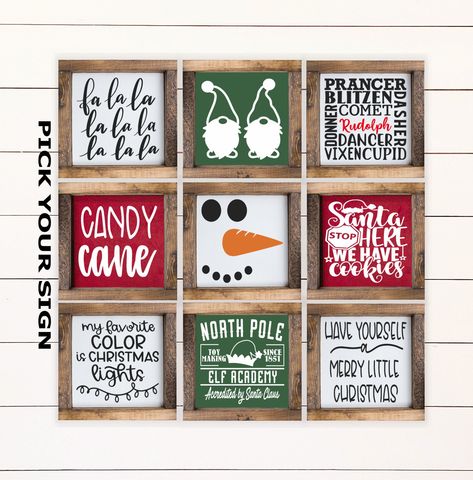 Tiered Tray Decor Coffee, Christmas Signs Diy, Tray Decor Christmas, Coffee Bar Sign, Mini Signs, Santa Candy, Coffee Bars, Coffee Bar Signs, Christmas Outdoor