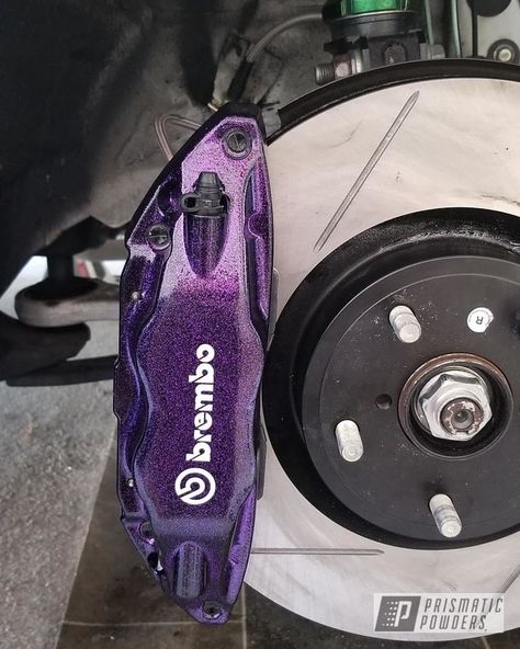 This project was done using Disco Purple powder coating. Prismatic Powders, the world's largest selection of custom powder coating colors and is powder coating's creative outlet. Purple Brake Calipers, Brake Caliper Paint Ideas, Purple Car Accessories, Car Modification Ideas, Painted Calipers, Purple Cars, Caliper Paint, Purple Car, Cool Car Accessories