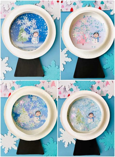 Snow Globe Paper Craft - Make Magical Memories Snowglobe Printable, Paper Plate Snow Globe, Snowglobe Art, Snowglobe Craft, Snow Globe Crafts, Paper Plate Craft, Globe Crafts, December Crafts, Holiday Lessons