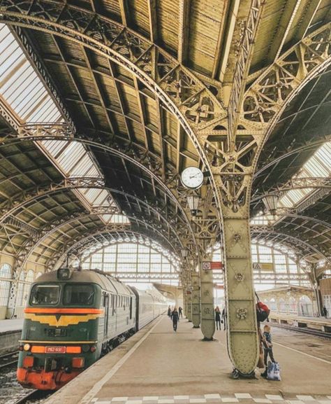 Modern Train Station, Train Station Aesthetic, Vintage Train Station, Old Train Station Aesthetic, Old Train Station Interior, Art Deco Train Station, Steampunk Building, Victorian Train Station, Victorian Lettering