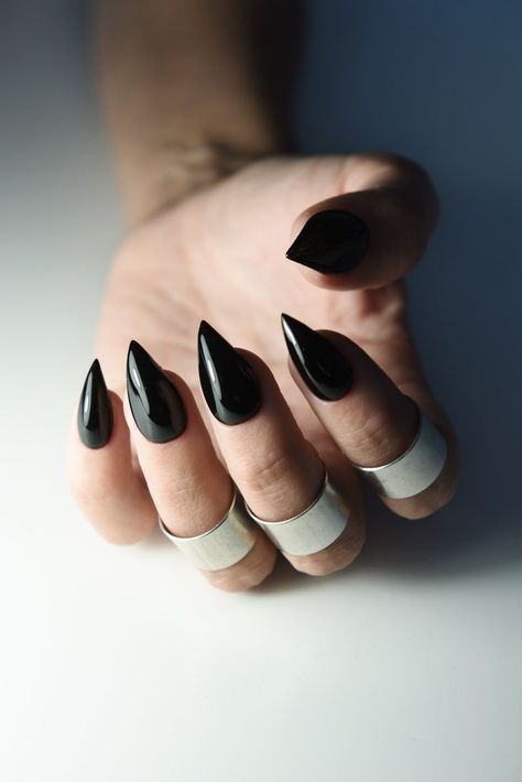 🐺 Werewolf Cat Claws Press-On Nails in long stiletto shape! Perfect for gothic, witchy vibes, and costumes. These acrylic black nails make a fierce gift for any Halloween lover. 💅✨

#WerewolfClaws 🐺 #WitchyNails 🔮 #GothicNails 🖤 #CostumeNails 🎃 #PressOnNails 💅 Claw Nails Stilettos, Nails Acrylic Stiletto Long, Cat Claw Acrylic Nails, Kitty Claws Nails, Claw Nails Designs, Cat Claw Nails, Werewolf Cat, Alien Nails, Nails Gothic