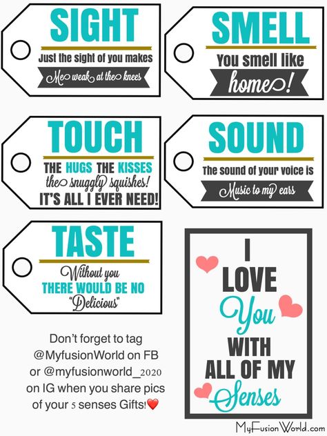 Gifts For Your Bestfriend, 5 Senses Gift, Love You More Quotes, Idea For Valentine, Five Senses Gift, Senses Gift, Easy Diy Christmas Gifts, Best Boyfriend Gifts, Free Printable Gift Tags