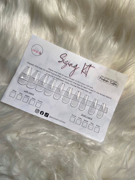 Nail Sizing Kit | Sizing Kit for Press On Nails Selling Nail Sets, Tips Press On Nails, Press On Nail Sizing Kit, Press On Size Chart, Custom Press On Nails Packaging, Press On Sizing Chart, Press On Nail Business Ideas, Press On Nail Sizing Chart, Press On Nail Packaging Ideas