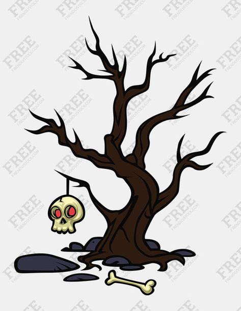 Halloween Tree Drawing, Haunted Trees Drawing, Haunted Tree Drawing, Scary Tree Drawing, Spooky Halloween Tree Drawing, Spooky Tree Illustration, Clay Canvas, Halloween Pokemon, Poison Tree