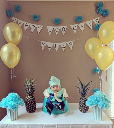 100 Days Decoration Ideas, Baby 100 Days Photo Ideas, Baby 100 Days Party Decoration, 100 Days Baby Photoshoot, 100 Days Korean Celebration, 100 Days Baby Celebration, Baek Il 100th Day, 100 Day Party Korean, Korean 100 Day Celebration Boy